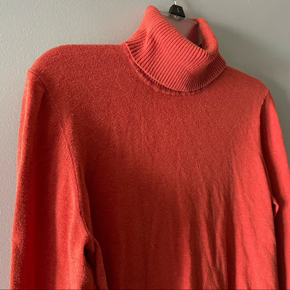 Orange Long-Sleeve Turtle Neck Shirt L